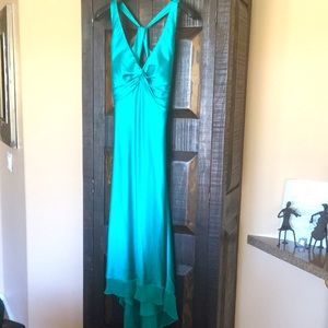 Emerald green silk cocktail dress